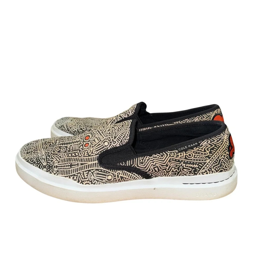 Cole Haan X Keith Haring GrandPro Rally Mens 13 Pre-Owned Slip On Sneakers Black